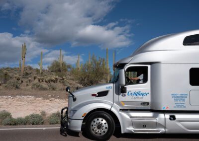 Coldliner Express Truck driving down the road